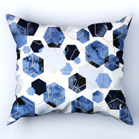 Poszewka flanela 70x80 | 208Ngr | biało granatowa | heksagony