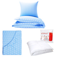 Zestaw pościeli  100x160 + 50x60 + prześcieradło we wzorze 80x160  | 401nieb | niebieska | gwiazdy