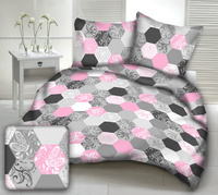 Pościel z kory 200x220 + poszewki na poduszkę 2*70x80 | 208Nro | różowa | plastry miodu