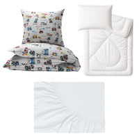 Zestaw pościeli  100x160 + 40x60 + prześcieradło jersey 80x160 | 081sza | szara | wyścig