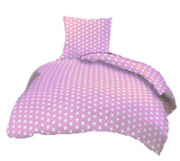 Pościel dla dziecka bawełniana 100x135 + poszewka na poduszkę 40x60 | 485róż | różowa | grochy