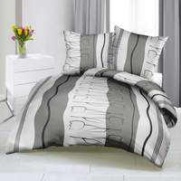 Pościel z kory 200x220 + poszewki na poduszkę 2*70x80 | 277jsz | szara | tulipany