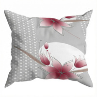 Poszewka z kory 70x80 | 339szar | szaro różowa | kwiaty lilie