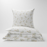 Pościel dla dziecka bawełniana 120x160 + poszewka na poduszkę 50x60 | 121rum | biało żółta | kwiaty rumianki