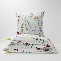 Pościel dla dziecka bawełniana 120x160 + poszewka na poduszkę 50x60 | 033pas | biała | kwiaty malowane