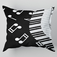 Poszewka z kory 40x40 | 275bial | biało czarna | nutki