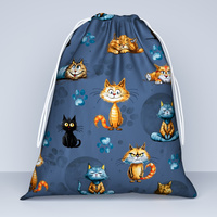 Worek na pościel do przedszkola żłobka | 432ind | niebieska | koty