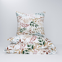 Pościel bawełniana 200x200 + poszewki na poduszkę 2*70x80 | D123beż | beżowa | liście