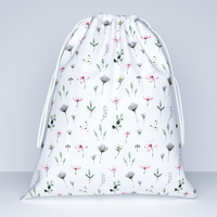 Worek szkolny na buty | 320kol | biała | kwiaty