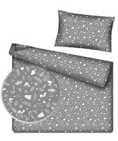 Pościel dla dziecka bawełniana 140x160 + poszewka na poduszkę 50x60 | 020sza | szara | zwierzątka leśne