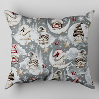 Poszewka bawełniana na poduszkę 60x70 | 400Ssz | szara | skrzaty