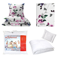 Zestaw pościeli  100x160 + 50x60 + prześcieradło we wzorze 80x160 | 021wrz | biała | kwiaty