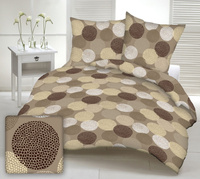Pościel z kory 200x220 + poszewki na poduszkę 2*70x80 | 086pia | beżowa | koła