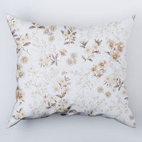 Poszewka bawełniana na poduszkę 50x50 | 205zlo | beżowa | kwiaty bratki