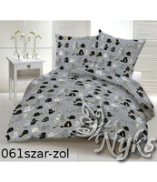 Pościel dla dziecka bawełniana 100x140 + poszewka na poduszkę 50x60 | 061s-z | szaro żółta| koty