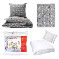 Szaro niebieska Zestaw pościeli  100x160 + 50x60 + prześcieradło we wzorze 80x160 [099szaro-nieb]