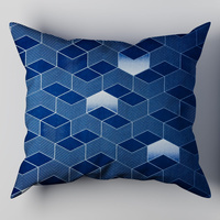 Poszewka bawełniana na poduszkę 40x60 | 315Ggr | granatowa | wzór geometryczny