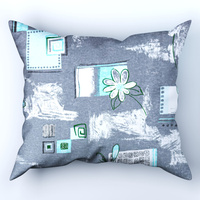 Poszewka flanela 40x40 | 041s-t | szaro turkusowa | kwiaty