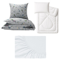 Zestaw pościeli  100x160 + 50x60 + prześcieradło jersey 80x160 | 502sza | szara | króliczki