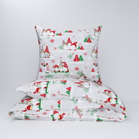 Pościel dla dziecka bawełniana 100x160 + poszewka na poduszkę 50x60 | 421zie | szara | wzór świąteczny skrzaty