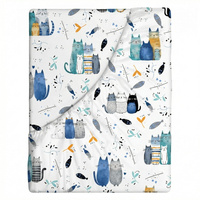 Prześcieradło z gumką do łóżeczka 40x90 bawełniane | 432nie | biało niebieskie | koty pupile