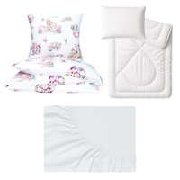 Zestaw pościeli  100x160 + 40x60 + prześcieradło jersey 80x160 | 002bor | bordowa | świąteczna Mikołaje