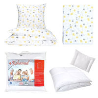 Zestaw pościeli  100x160 + 40x60 + prześcieradło we wzorze 80x160 | 210lew | biała | safari lwy