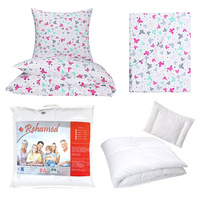 Zestaw pościeli  100x160 + 50x60 + prześcieradło we wzorze 80x160 | 184past | pastelowa | motyle