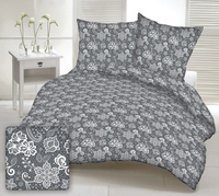 Pościel z kory 160x200 + poszewki na poduszkę 2*70x80 | 002sza | szara | koronka