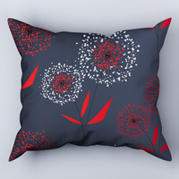 Poszewka flanela 40x40 | 376red | szaro czerwona | dmuchawce
