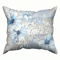 Poszewka z kory 40x40 | 143niebieski | szara | kwiaty