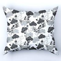 Poszewka bawełniana na poduszkę 50x50 | 219sza | szara | kwiaty