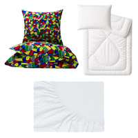 Zestaw pościeli  100x160 + 40x60 + prześcieradło jersey 80x160 | 292leg | kolorowa | klocki