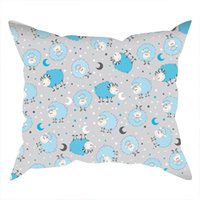 Poszewka bawełniana na jaśka 40x40 | 109szarturk | szaro turkusowa | owieczki