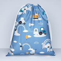 Worek na pościel do przedszkola żłobka | 505ind | niebieska | samochody koparki