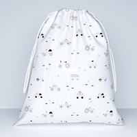 Worek szkolny na buty | 486b-b | biało beżowa | autka