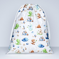 Worek szkolny na buty | 016Sko | biało zielona | dinozaury