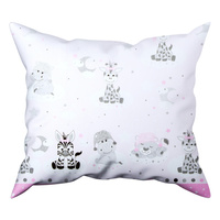 Poszewka bawełniana na jaśka 40x40| 138róż | różowa | zwierzątka safari