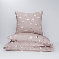 Pościel bawełniana 200x220 + poszewki na poduszkę 2*70x80 | 486beż | beżowa | pojazdy autka