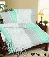 Szaro miętowa Pościel flanela 140x200 + poszewki na poduszkę 2*70x80 [399mięta]