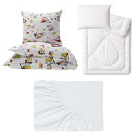 Zestaw pościeli  100x160 + 40x60 + prześcieradło jersey 80x160 | 228Sbi | biała | zające świąteczne