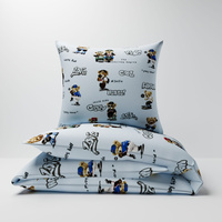 Pościel bawełniana 200x220 + poszewki na poduszkę 2*70x80 | 062nie | niebieska | skatepark