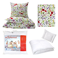 Zestaw pościeli  100x160 + 40x60 + prześcieradło we wzorze 80x160 | 126mak | biała | kwiaty maki