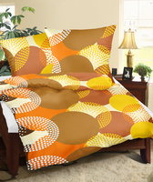 Pościel z kory 200x220 + poszewki na poduszkę 2*70x80 | 342pom | pomarańczowo brązowa | geometryczny