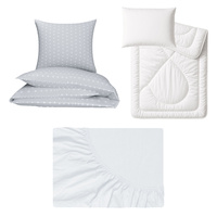 Zestaw pościeli  100x160 + 50x60 + prześcieradło jersey 80x160 | 401sza | szara | gwiazdy