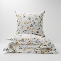 Pościel dla dziecka bawełniana 120x160 + poszewka na poduszkę 50x60 | 415zol | biało żółta | polne kwiaty