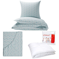 Zestaw pościeli  100x160 + 50x60 + prześcieradło we wzorze 80x160 | 314nie | niebieska | słonie