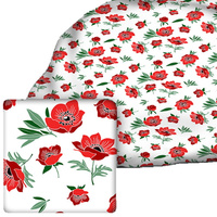 Prześcieradło z gumką do łóżeczka 40x90 bawełniane | 126red | biało czerwone | kwiaty maki