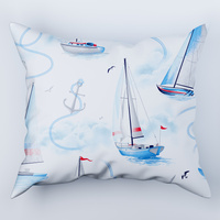 Poszewka bawełniana na poduszkę 50x70 | 128nowe | biała | żagłowki morska