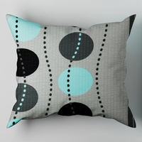 Poszewka bawełniana na jaśka 40x40 | 083mie| szaro turkusowa| wzór geometryczny